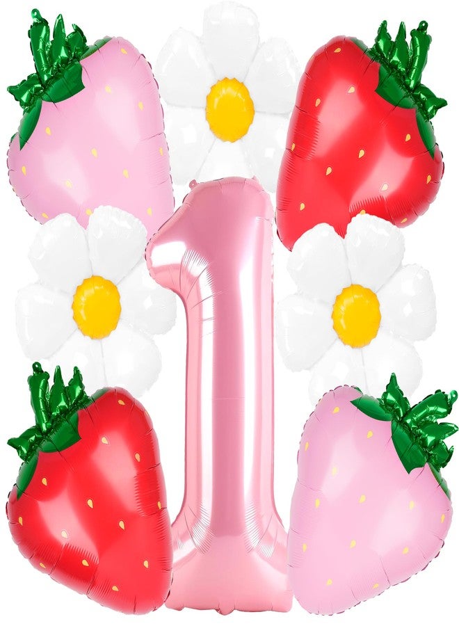Kriyokiaa 8pcs Berry First Birthday Decor Berry 1st Birthday Decorations for Girl with 40" Pink One Balloon for First Birthday Decorations Berry Sweet Foil Helium Balloons 1st Girl Party Supplies - Image 1